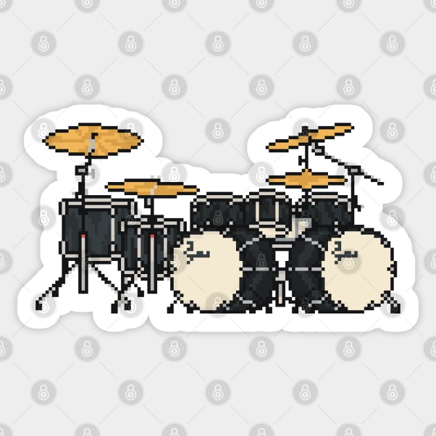 Pixel Black Double Bass Drums Sticker by gkillerb